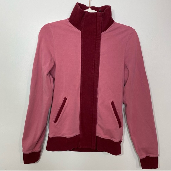 *RARE* LULULEMON Red/Pink Full-Zip Collared Sweatshirt w/ Elbow Patches - Size 6 - Picture 2 of 12